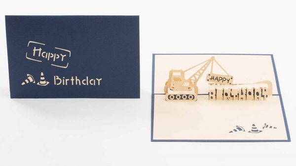 Birthday pop up card: Under Construction cover and inside (small card)
