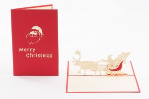 3D pop up Christmas Card: Santa in His Sleigh (cover and inside)