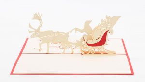 3D pop up Christmas Card: Santa in His Sleigh (inside)