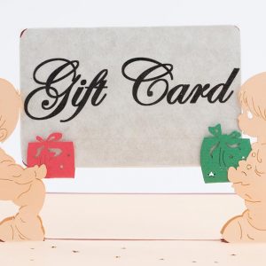 3D pop up greeting cards. Card open , two children standing holding gift card of your choosing.