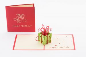 3D pop up birthday card: Happy Birthday Card open, A 3D gift box pops ups. cover and open