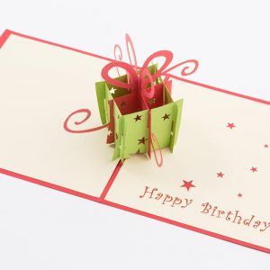 3D pop up birthday card: Happy Birthday Card open, A 3D gift box pops ups