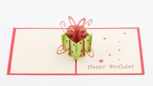 3D pop up greeting card, Happy Birthday Card open, A 3D gift box pops ups