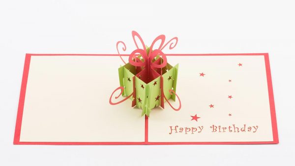 3D pop up greeting card, Happy Birthday Card open, A 3D gift box pops ups