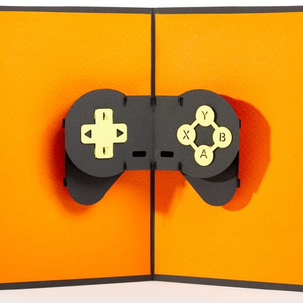 Video game 3D pop up greeting card: A video game controller popped up.