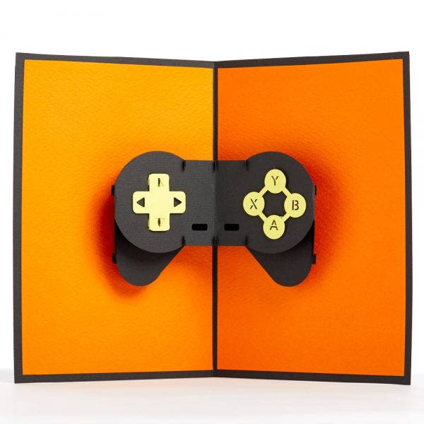 Video game 3D pop up greeting card: A video game controller popped up.