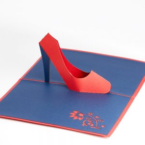 High heel pop up card: A red high heel popped up.