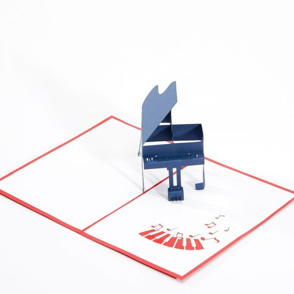 Piano 3D pop up greeting card: A black grand piano popped up.